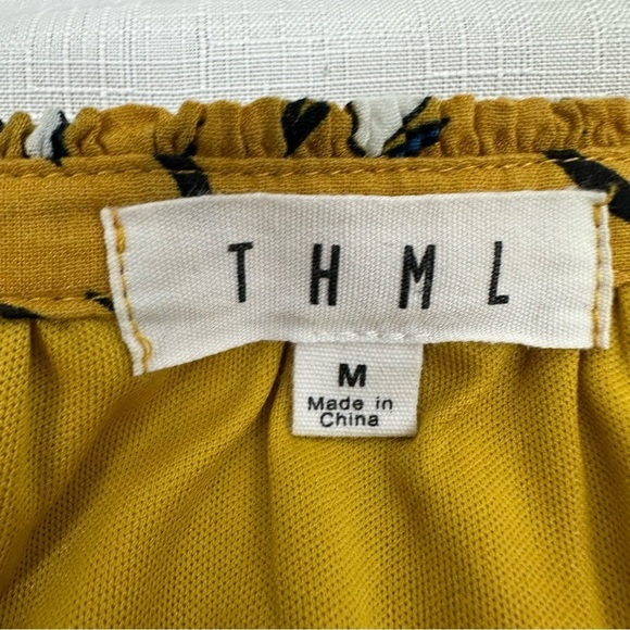 THML Women’s size Medium Mustard Yellow Floral Sleeveless Embroidered Dress - Picture 12 of 12